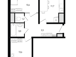 Продается 2-комнатная квартира ЖК 5 элемент Аске, лит 5-11 стр.1, сек.1,2,3,4, 51.7  м&sup2;, 5886045 рублей