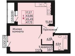 Продается 1-комнатная квартира ЖК Вишневый сад, дом 2.2, 45.9  м&sup2;, 6655500 рублей