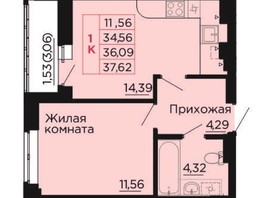 Продается 1-комнатная квартира ЖК Вишневый сад, дом 2.2, 36.4  м&sup2;, 5278000 рублей