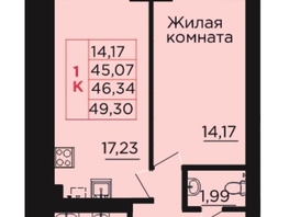 Продается 1-комнатная квартира ЖК Вишневый сад, дом 3, 46.4  м&sup2;, 6844000 рублей