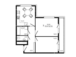 Продается 2-комнатная квартира ЖК ПРИТЯЖЕНИЕ, литер 3, 62.55  м&sup2;, 7193250 рублей
