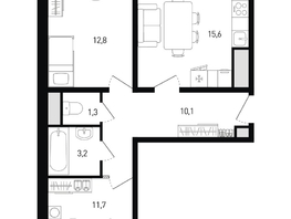 Продается 2-комнатная квартира ЖК Левенцовка Парк, лит 8-11 стр.1, сек.1,2,3, 56.7  м&sup2;, 8653158 рублей