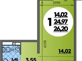 Продается Студия ЖК Суворовский, литера 23, 26.2  м&sup2;, 3640800 рублей