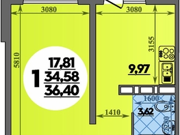 Продается 1-комнатная квартира ЖК Суворовский, литера 1, 36.4  м&sup2;, 4729999 рублей