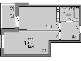 Продается 1-комнатная квартира ЖК Грей, кв-л 11-3, 42.4  м&sup2;, 6105600 рублей