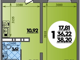 Продается 1-комнатная квартира ЖК Суворовский, литера 1, 38.2  м&sup2;, 4870000 рублей