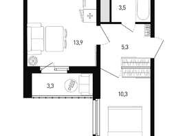 Продается 1-комнатная квартира Ткачева ул, 35  м&sup2;, 4643100 рублей