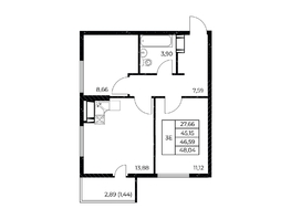 Продается 2-комнатная квартира ЖК Звезда Столицы 2, 48.04  м&sup2;, 7369816 рублей