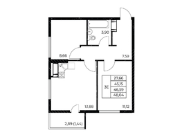 Продается 2-комнатная квартира ЖК Звезда Столицы 2, 48.04  м&sup2;, 8070720 рублей
