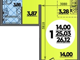 Продается Студия ЖК Суворовский, литера 1, 26.12  м&sup2;, 3509999 рублей