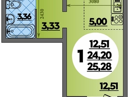 Продается Студия ЖК Платовский, литер 13, 25.28  м&sup2;, 3530768 рублей