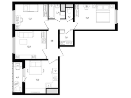 Продается 3-комнатная квартира ЖК Левенцовка Парк, лит 8-11 стр.2, сек.4,5, 73.4  м&sup2;, 11112760 рублей