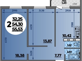 Продается 2-комнатная квартира ЖК Суворовский, литера 23, 55.53  м&sup2;, 6682586 рублей