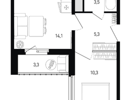 Продается 1-комнатная квартира ЖК 5 элемент Аске, лит 5-11 стр.2, сек.5,6, 34.9  м&sup2;, 4397959 рублей