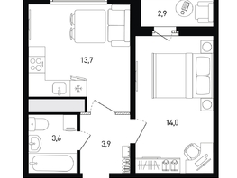 Продается 1-комнатная квартира ЖК 5 элемент Аске, лит 5-11 стр.1, сек.1,2,3,4, 36.7  м&sup2;, 6367450 рублей