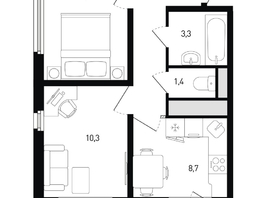 Продается 2-комнатная квартира ЖК 5 элемент Аске, лит 5-11 стр.2, сек.5,6, 43.3  м&sup2;, 5914780 рублей