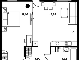 Продается 2-комнатная квартира ЖК Гринсайд, 3.1-3.4, 47  м², 6610000 рублей