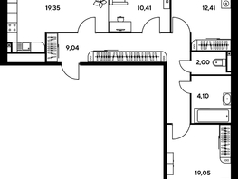 Продается 3-комнатная квартира ЖК Малина Парк, дом 1, 81.58  м², 13180000 рублей