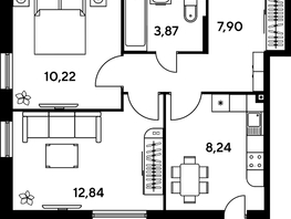 Продается 2-комнатная квартира ЖК Малина Парк, дом 1, 46.81  м², 7300000 рублей