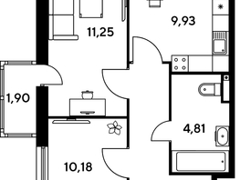 Продается 2-комнатная квартира ЖК Малина Парк, дом 1, 44.79  м², 8590000 рублей