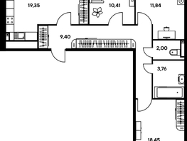 Продается 3-комнатная квартира ЖК Малина Парк, дом 2, 80.8  м², 10290000 рублей