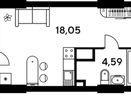 Продается Студия ЖК Малина Парк, дом 4, 24.76  м², 5040000 рублей