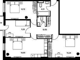 Продается 3-комнатная квартира ЖК Гринсайд, 4.1-4.3, 76  м², 10620000 рублей