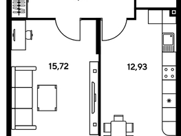 Продается 1-комнатная квартира ЖК Малина Парк, дом 2, 42.68  м², 4970000 рублей