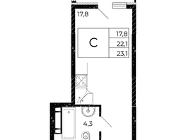 Продается Студия ЖК Флора, литера 3.1, 23.1  м², 3349500 рублей