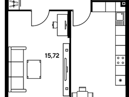 Продается 1-комнатная квартира ЖК Малина Парк, дом 2, 42.54  м², 6970000 рублей