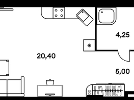 Продается 1-комнатная квартира ЖК Гринсайд, 5.1-5.5, 29.75  м², 5840000 рублей