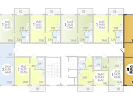 Продается 3-комнатная квартира ЖК Платовский, литер 13, 82.47  м², 8618115 рублей