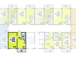 Продается 1-комнатная квартира ЖК Платовский, литер 13, 35.65  м², 4224525 рублей