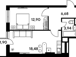 Продается 2-комнатная квартира ЖК Малина Парк, дом 4, 44.43  м², 5910000 рублей