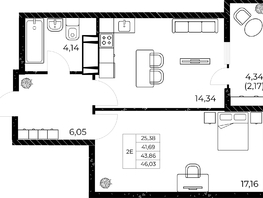 Продается 1-комнатная квартира ЖК Звезда Столицы 2, 46.03 м², 7548920 рублей