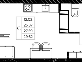 Продается Студия ЖК Звезда Столицы 2, 29.62 м², 5183500 рублей