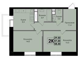 Продается 2-комнатная квартира ЖК Botanika (Ботаника), дом 1, 58.3  м², 9736100 рублей