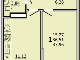 Продается 1-комнатная квартира ЖК Frame (Фрейм), 11Б, 37.96  м², 6510140 рублей