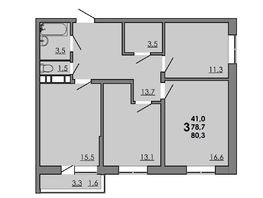 Продается 3-комнатная квартира ЖК Gray (Грэй), кв-л 11-2, 80.3  м², 10037500 рублей