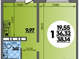 Продается 1-комнатная квартира ЖК Суворовский, литера 1, 38.14 м², 4800000 рублей