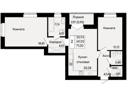 Продается 2-комнатная квартира ЖК Курортный квартал Ривьера, дом 1, 71  м², 12780000 рублей