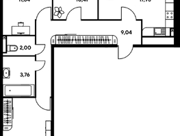 Продается 3-комнатная квартира ЖК Малина Парк, дом 2, 78.49  м², 9990000 рублей