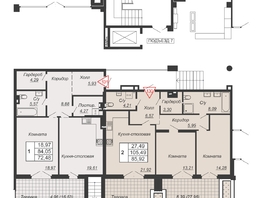 Продается 2-комнатная квартира ЖК Дом-резиденция Собрание, 85.92 м², 40382400 рублей