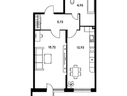 Продается 1-комнатная квартира ЖК Малина Парк, дом 1, 42.32  м², 5780000 рублей