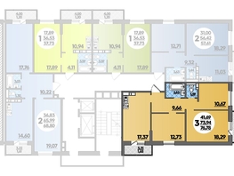 Продается 3-комнатная квартира ЖК Суворовский, литера 01, 76.78  м², 8269206 рублей