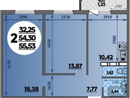 Продается 2-комнатная квартира ЖК Суворовский, литера 23, 55.53 м², 6813646 рублей