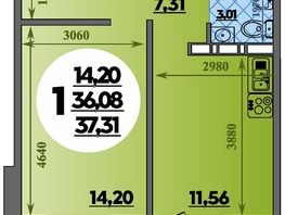 Продается 1-комнатная квартира ЖК Суворовский, литера 23, 37.31 м², 4538415 рублей