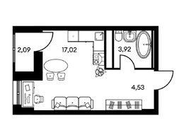 Продается 2-комнатная квартира ЖК Культура, дом 2, 37.24  м², 6070000 рублей