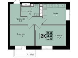 Продается 2-комнатная квартира ЖК Botanika (Ботаника), дом 1, 52.1 м², 7346100 рублей