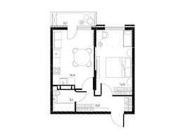 Продается 1-комнатная квартира ЖК Панорама на Театральном, литера 1, 39.1 м², 6373300 рублей